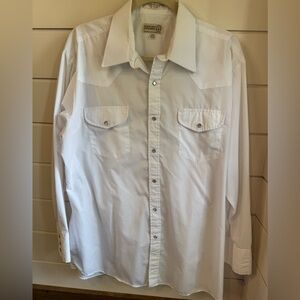 Vintage Sheplers Western Snap Front Shirt – White Long Sleeve (16½ x 34)